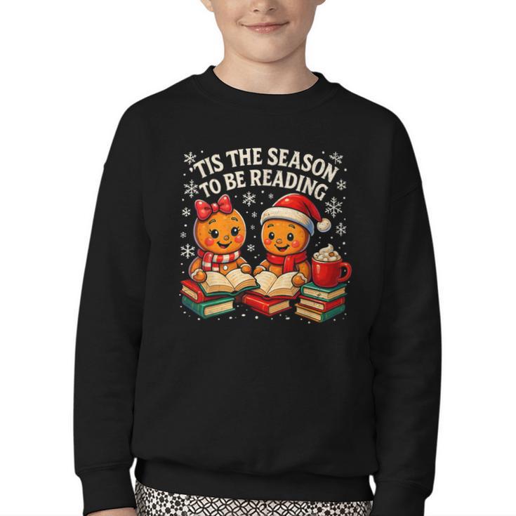 ’Tis The Season To Be Reading Book Lover Youth Crewneck Sweatshirt