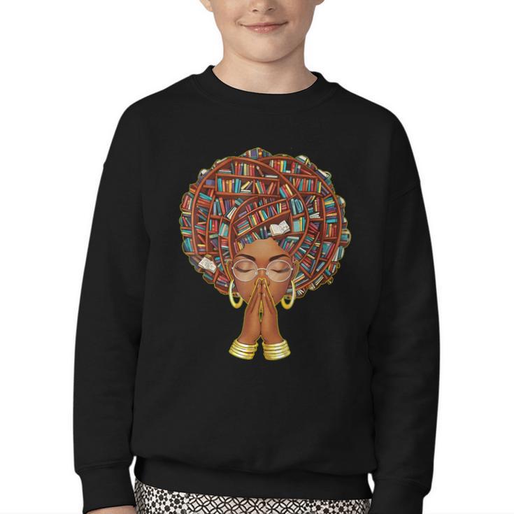 History Month Afro Book Lover Women Girls Librarian Youth Crewneck Sweatshirt