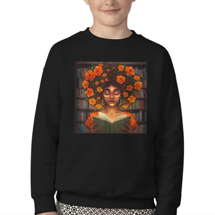 History Month Black Afro Girl Women Book Lovers Youth Crewneck Sweatshirt