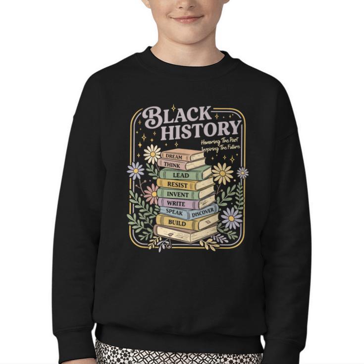History Month Books Retro Black African Teacher Women Youth Crewneck Sweatshirt