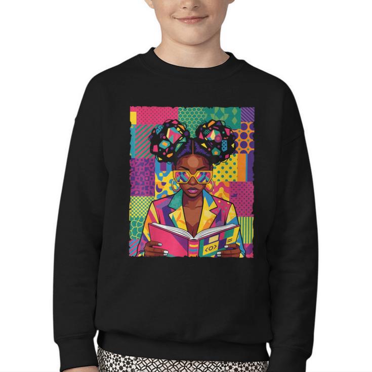 History Month Educated Black Women Girls Reading Book Youth Crewneck Sweatshirt