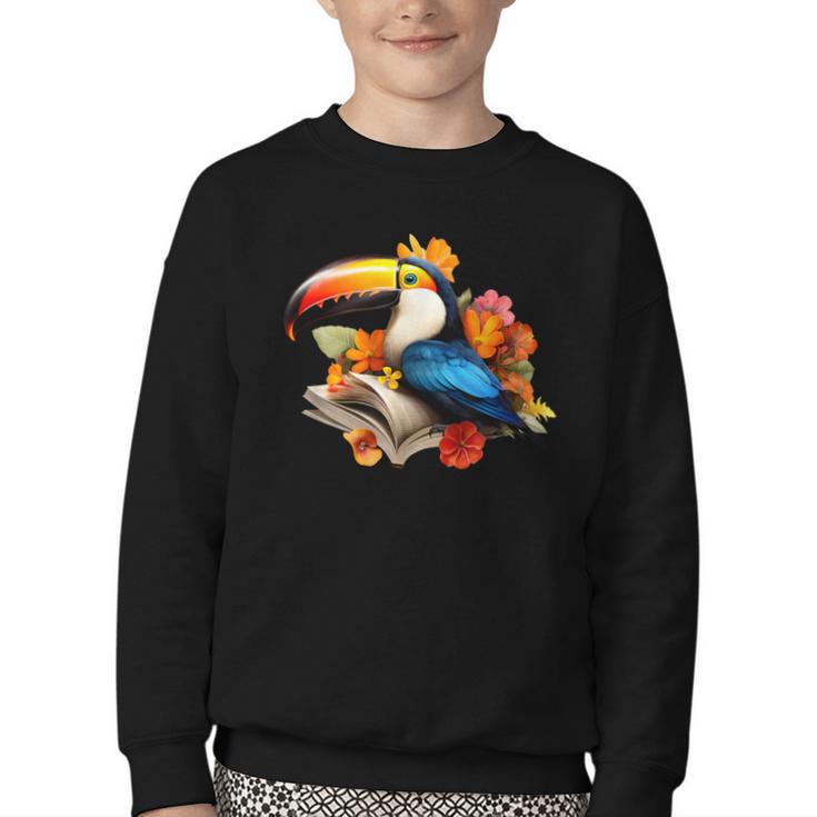 Toucan Reading Book Youth Crewneck Sweatshirt
