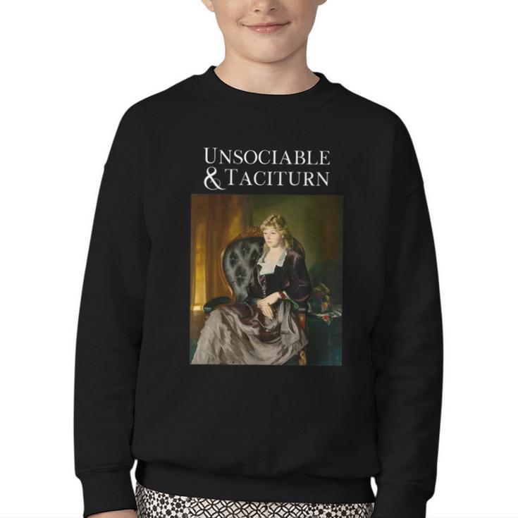 Unsociable And Taciturn Jane Austin Quote Book Classic Lit Youth Crewneck Sweatshirt