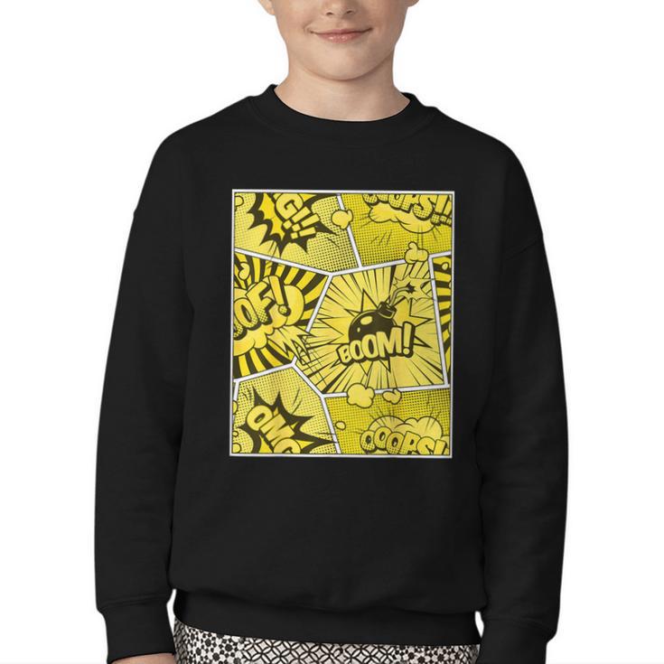 Varsity-Gold Yellow Comic Book University Varsity-Gold Youth Crewneck Sweatshirt