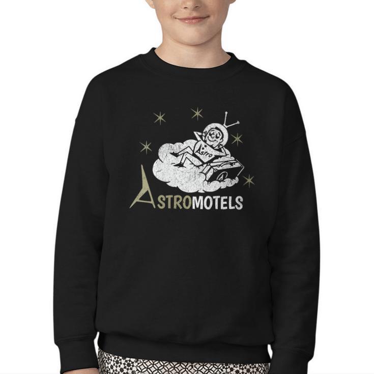 Vintage Hotel Matchbook Astro Motels 50s Retro Spaceman Youth Crewneck Sweatshirt