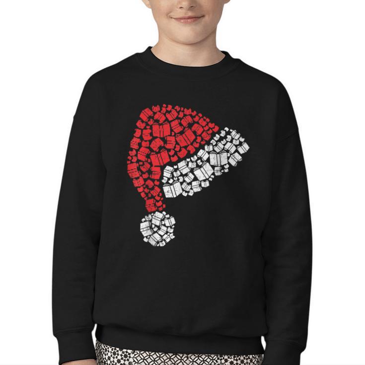 Vintage Retro Christmas Book Xmas Santa Hat Pajama Holiday Youth Crewneck Sweatshirt