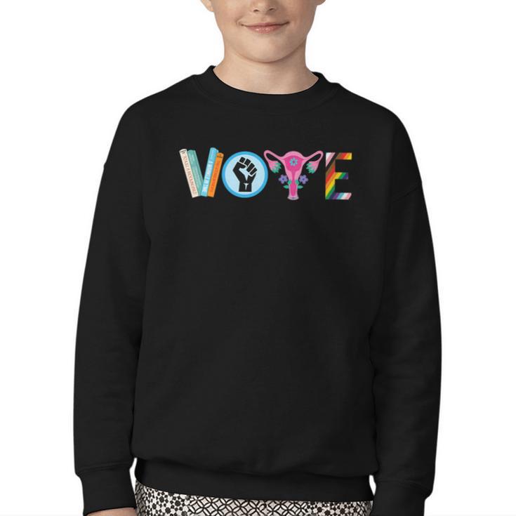 Vote Reproductive Right BLM Political Activism Lgbtq Book Youth Crewneck Sweatshirt