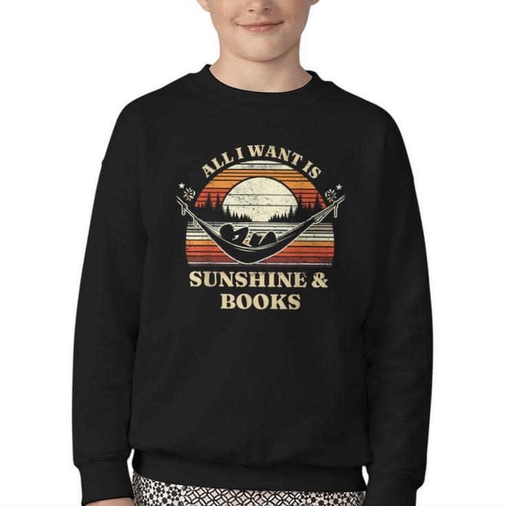 All I Want Is Sunshine & Books Summer Reading Youth Crewneck Sweatshirt