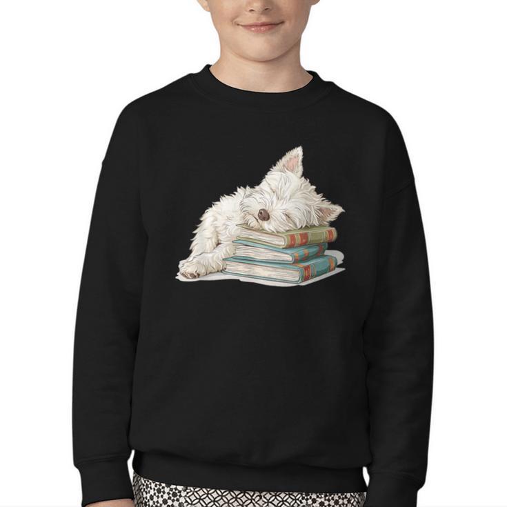 West Highland Terrier Books Dog Breed Westie For Men Women Girls Kids Youth Crewneck Sweatshirt