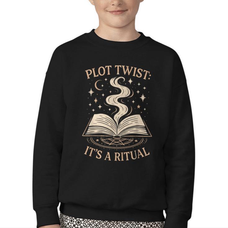 Witchy Book Club Pagan Reader Occult Fiction Coven Ritual Youth Crewneck Sweatshirt