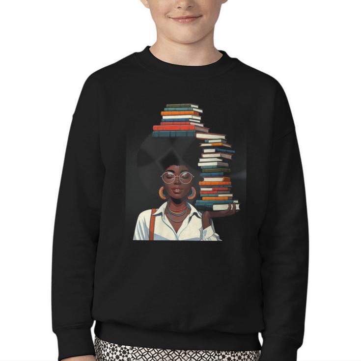 Women's Education Is Freedom Teacher Books Black History Month Youth Crewneck Sweatshirt