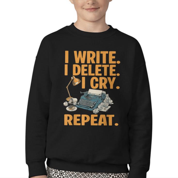 I Write Book Writer Author Book Writing Novelist Youth Crewneck Sweatshirt