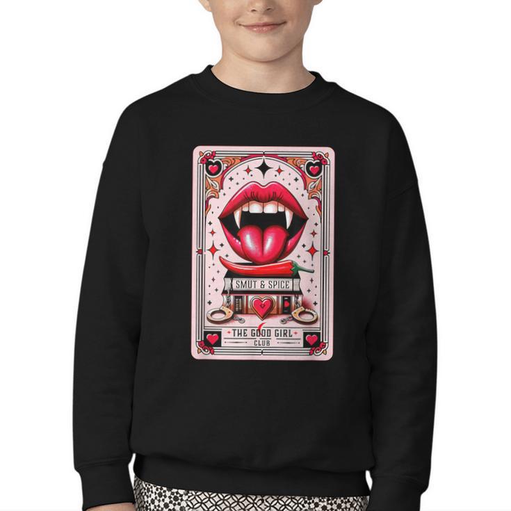 Yes Sir The Good-Girl The Good-Girl Tarot Card Smut Book Youth Crewneck Sweatshirt