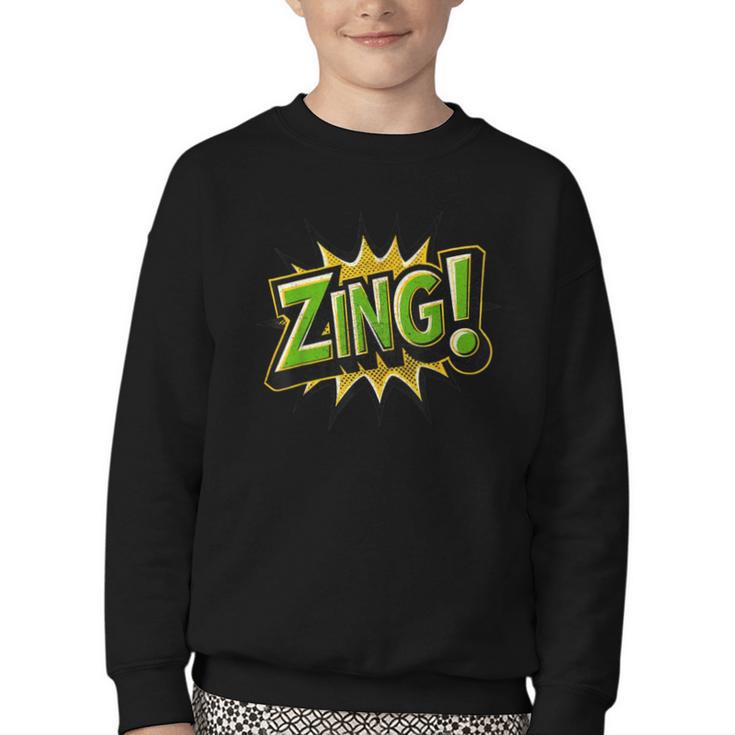 ZING Comic Book Retro Artwork – Cartoon Collector Youth Crewneck Sweatshirt