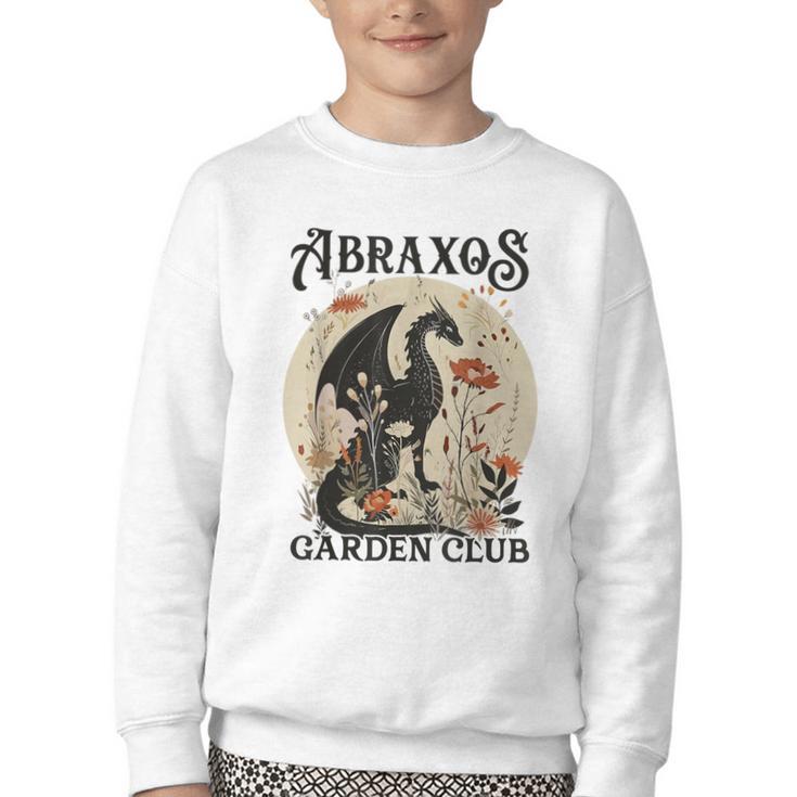 Abraxos Flower Garden Club Book Lover Fantasy Dragon Bookish Youth Crewneck Sweatshirt