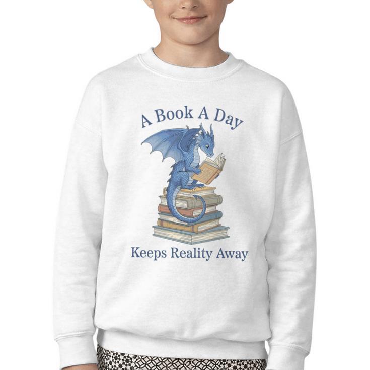 A Book A Day Keeps Reality Away Premium Tri-Blend Youth Crewneck Sweatshirt