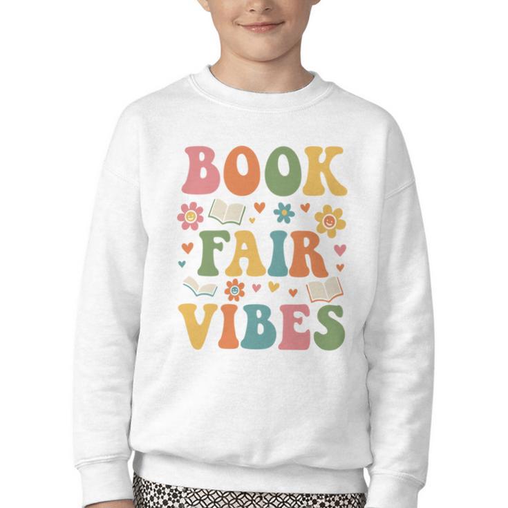 Book Fair Vibes Groovy Retro School Reading Nostalgic Youth Crewneck Sweatshirt