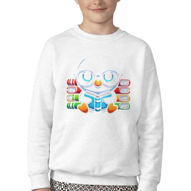 Book Lover Reading Penguin Youth Crewneck Sweatshirt