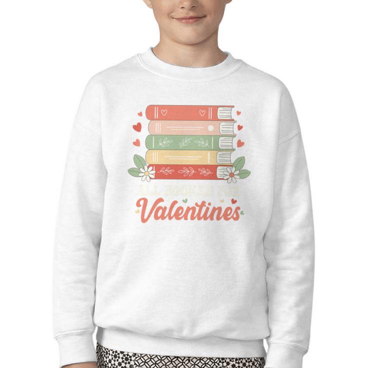 All Booked For Valentines Retro Book Lover Teacher Bookworm Premium Tri-Blend Youth Crewneck Sweatshirt