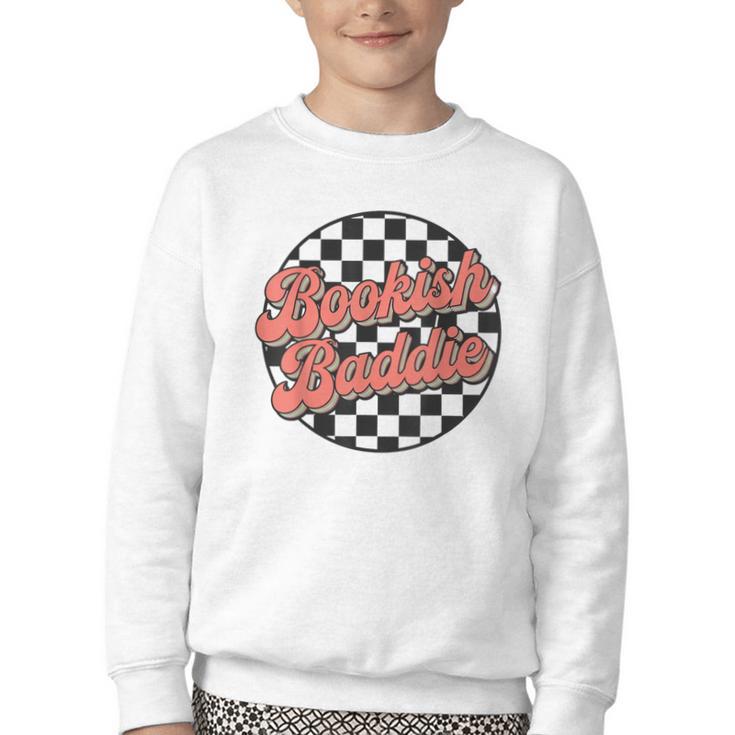 Bookish Baddie Retro Aesthetic Typography Youth Crewneck Sweatshirt