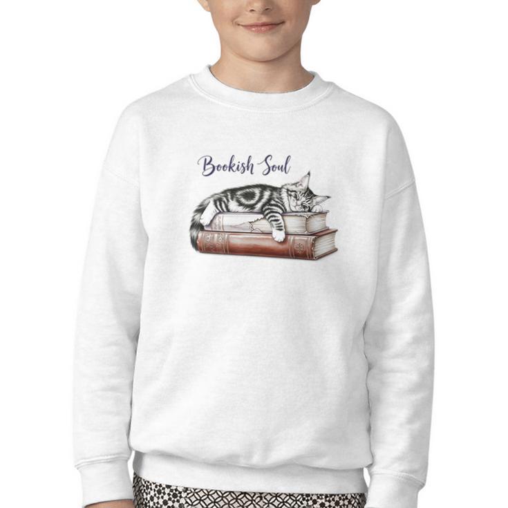 Cat Life Books And Cats Cat Lover Cat Mom Book Lovers Youth Crewneck Sweatshirt