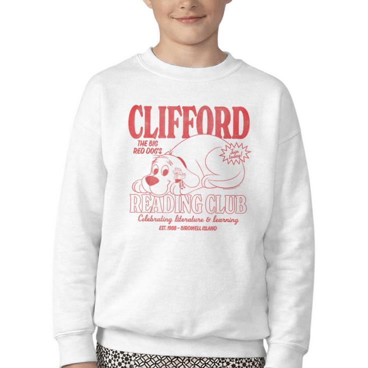 Clifford The Big Red Dog Reading Club Est 1988 Kids Books Youth Crewneck Sweatshirt