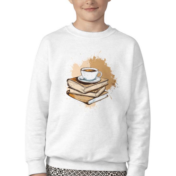 Coffee And Books Adult Books Lover Reading Youth Crewneck Sweatshirt