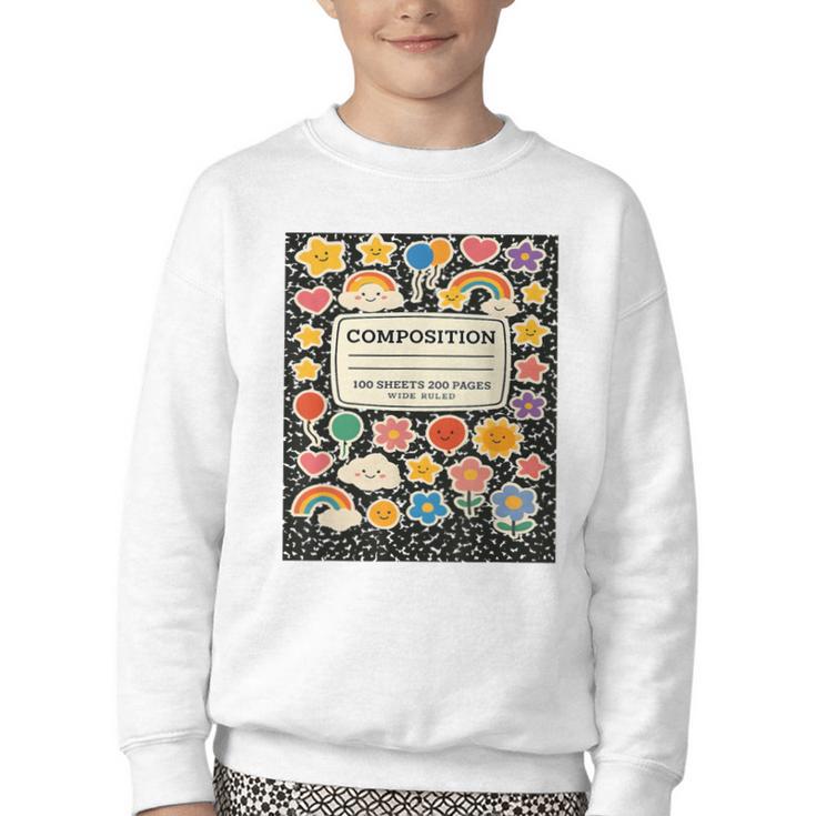 Composition Notebook Costume Teacher Matching Halloween Book Youth Crewneck Sweatshirt