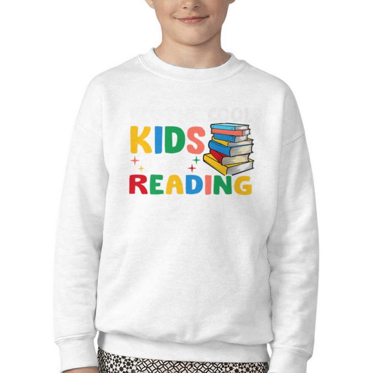 All The-Cool Kids Are Reading Teacher Book Lover Librarian Premium Youth Crewneck Sweatshirt