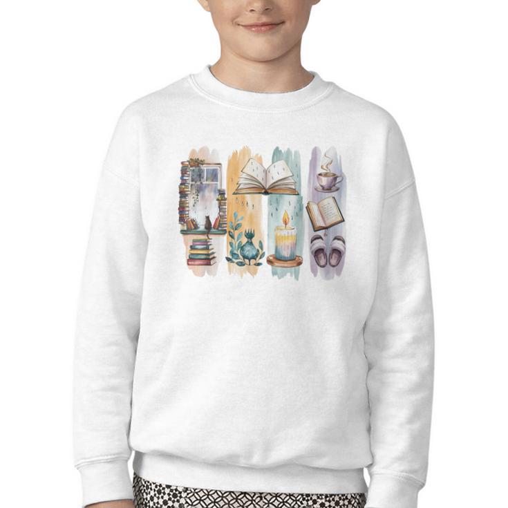Coquette Bookworm Reading Enthusiast Book Lover Book Youth Crewneck Sweatshirt