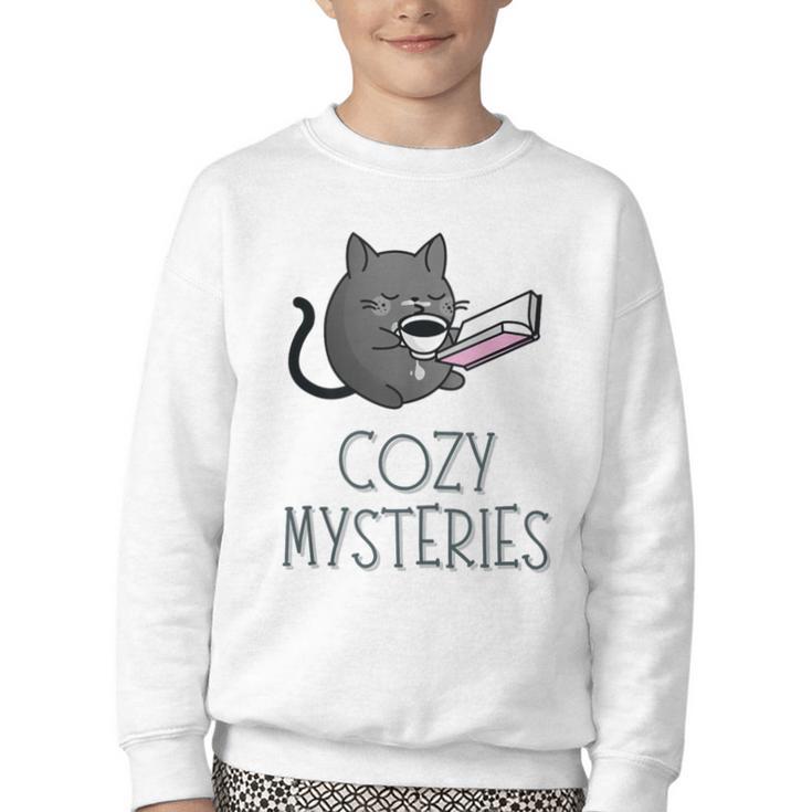 Cozy Mysteries Coffee And Novel For Book Lovers Youth Crewneck Sweatshirt