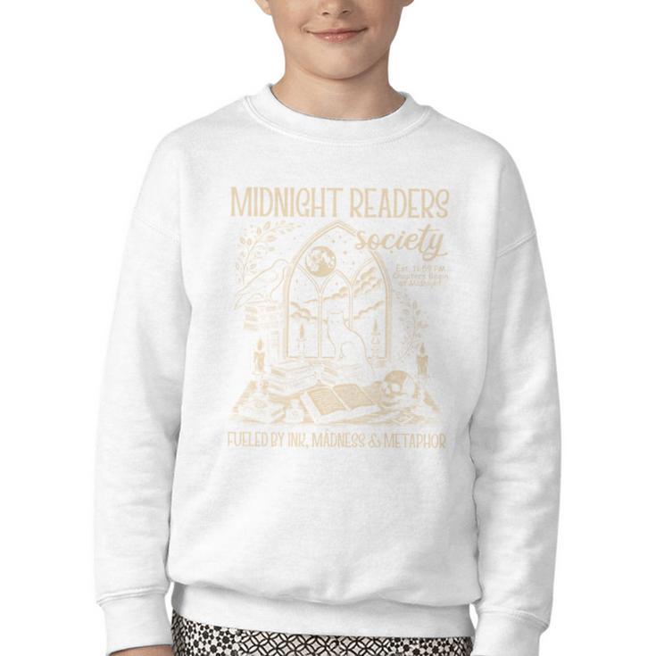 Dark Romance Book Lover Midnight Reading Readers Society Youth Crewneck Sweatshirt