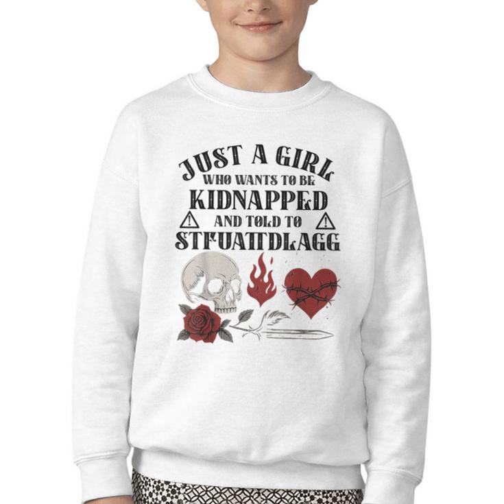 Dark Romance Smutt Book Merch Just A Good Girl STFUATTDLAGG Youth Crewneck Sweatshirt