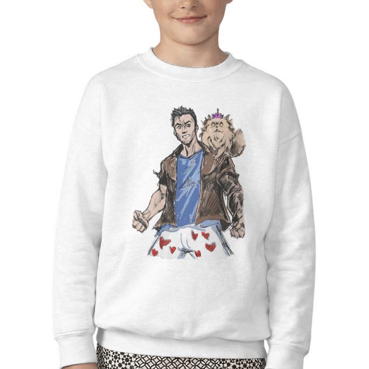 Dungeon Crawler Carl Sketchbook Princess Donut And Carl Book Youth Crewneck Sweatshirt