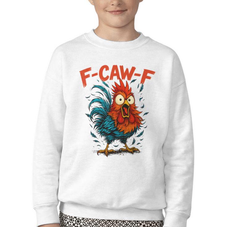 F-Caw-F Rooster F Awk F Chicken Coffee Romance Books Lover Youth Crewneck Sweatshirt