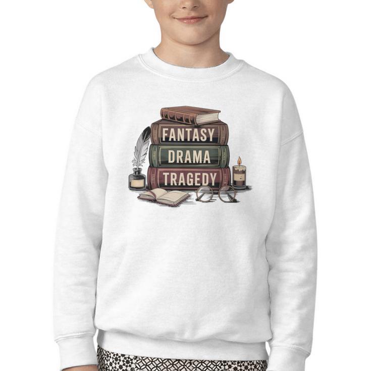 Fantasy Drama Tragedy Gothic Book Lover Bookworm Youth Crewneck Sweatshirt