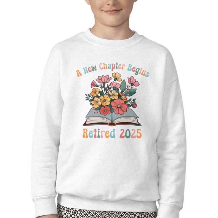 Floral Book Officially Retired 2025 A New Chapter Begins Youth Crewneck Sweatshirt
