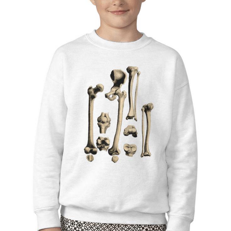 Hip And Leg Bones Book Print Vintage Human Bones Youth Crewneck Sweatshirt