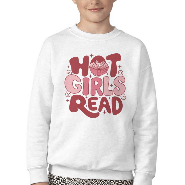 Hot Girls Read Book Lover Feminist Reader Premium Tri-Blend Youth Crewneck Sweatshirt