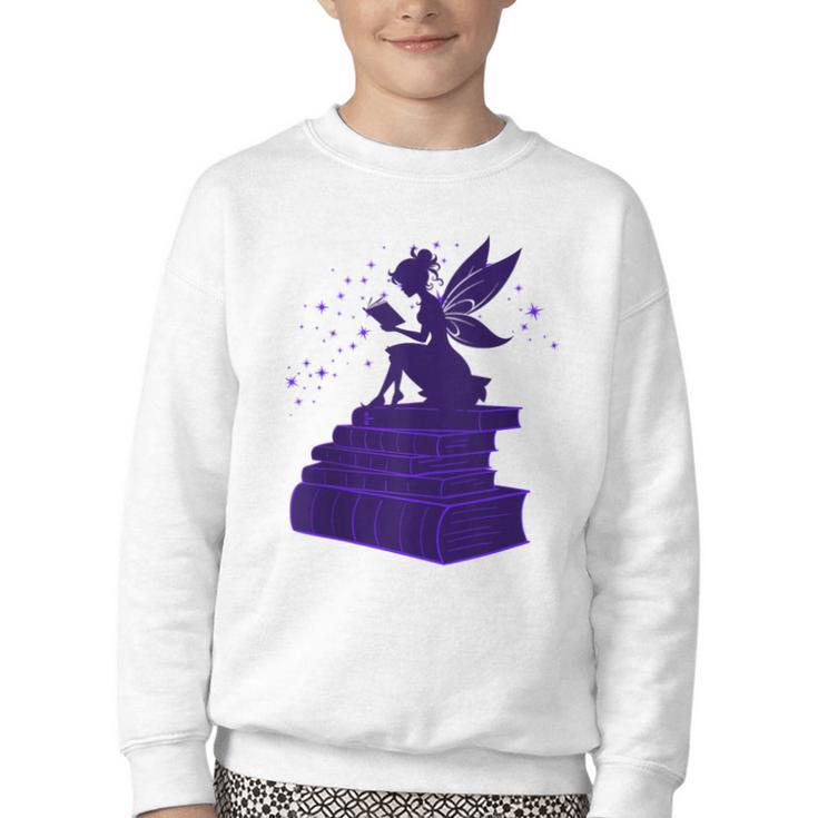 Kawaii Fairy Bookish Book Lover Library Read Youth Crewneck Sweatshirt