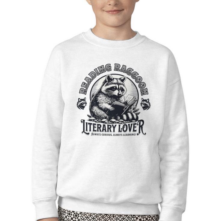 Literary Lover Reading Raccoon Books Premium Youth Crewneck Sweatshirt