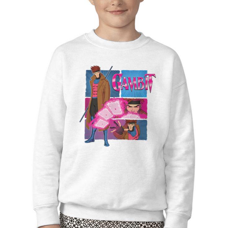 Marvel X-Men '97 Vintage Classic Gambit Comic Book Panels Youth Crewneck Sweatshirt