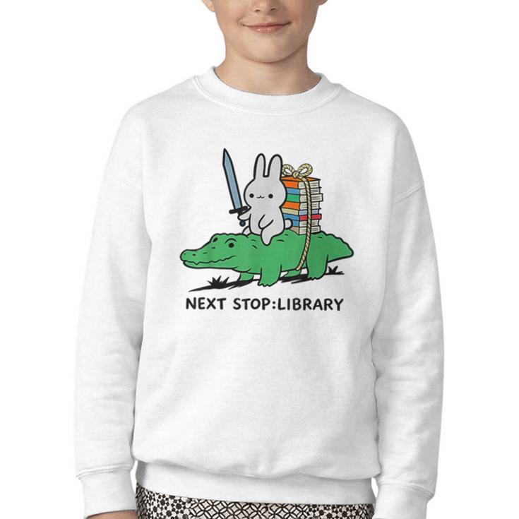 Next Stop Library Reading Book Youth Crewneck Sweatshirt