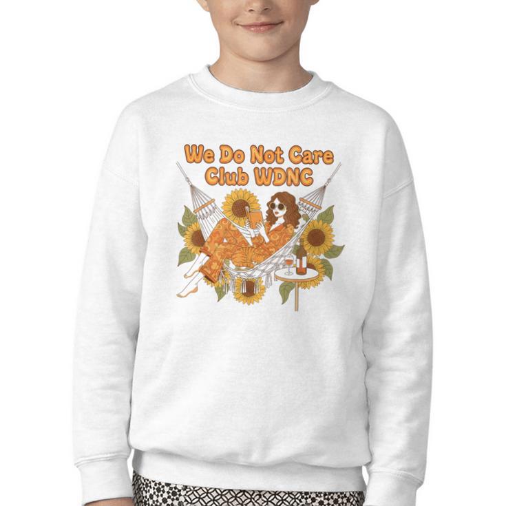 We Do Not Care Club WDNC Reading Book Boho Floral Youth Crewneck Sweatshirt