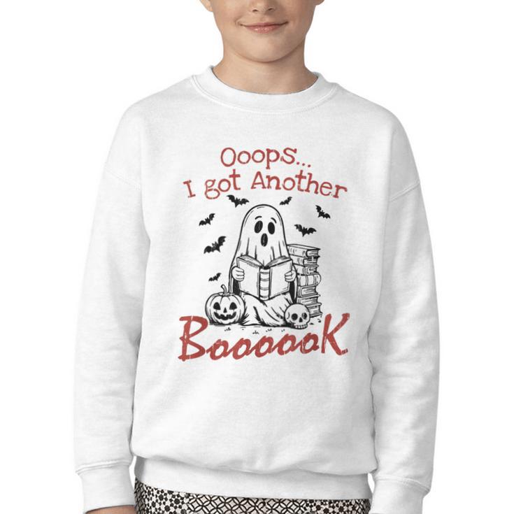 Oops I Got Another Book Boo Ghost Read Book Youth Crewneck Sweatshirt
