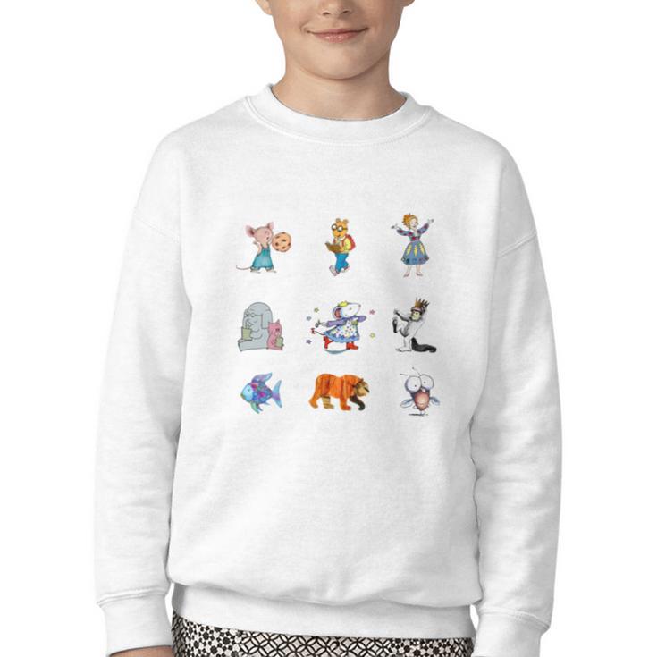 Read Book Characters I Can Do Hard Things Back To School Youth Crewneck Sweatshirt