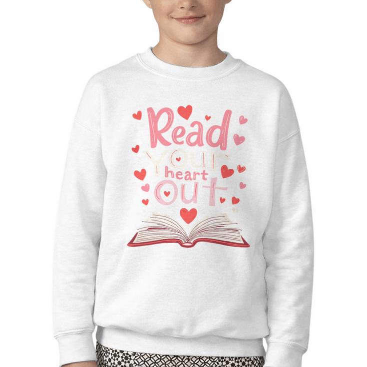 Read Your Heart Out Teacher Valentines Day Reading Book Love Premium Tri-Blend Youth Crewneck Sweatshirt