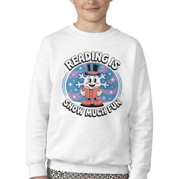 Reading Is Snow Much Fun Snowflake Book Lovers Winter Theme Premium Tri-Blend Youth Crewneck Sweatshirt