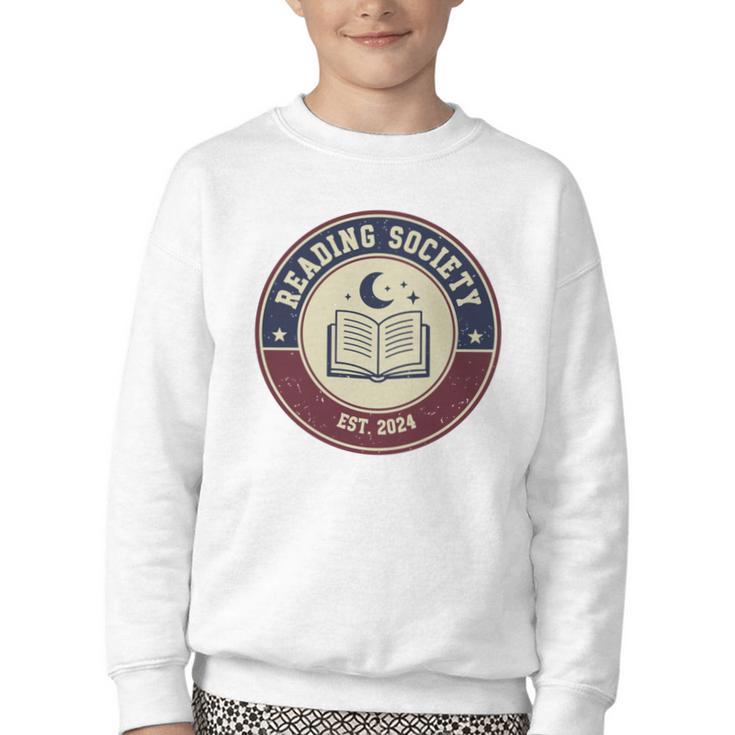 Reading Society Est 2024 Vintage Book Club Youth Crewneck Sweatshirt