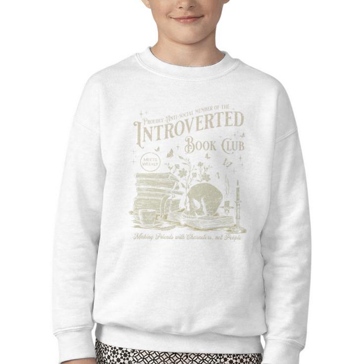Retro Proud Anti Social Member Of Introverted Book Club Premium Tri-Blend Youth Crewneck Sweatshirt